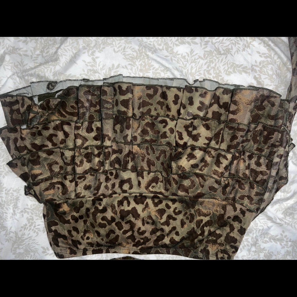 Leopard Print Ruffle Skirt - Picture 2 of 4